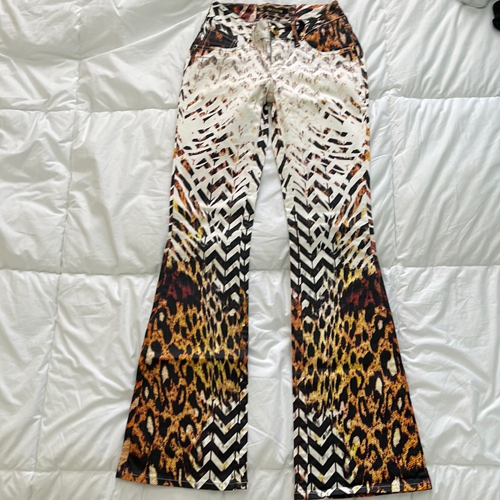 Vintage Animal Print Flare Pants